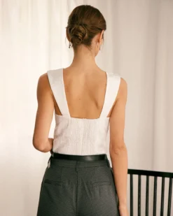 The White Square Neck Jacquard Tank Top -Deals Dress N Swimwear Store the white square neck jacquard tank top tops 7ksbne