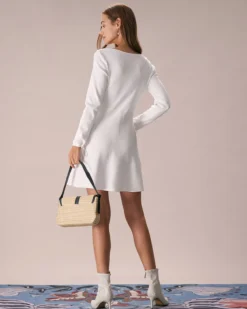 The White Square Neck Sweater Mini Dress 12 The White Square Neck Sweater Mini Dress -Deals Dress N Swimwear Store the white square neck tie sweater dress dresses nmmci0