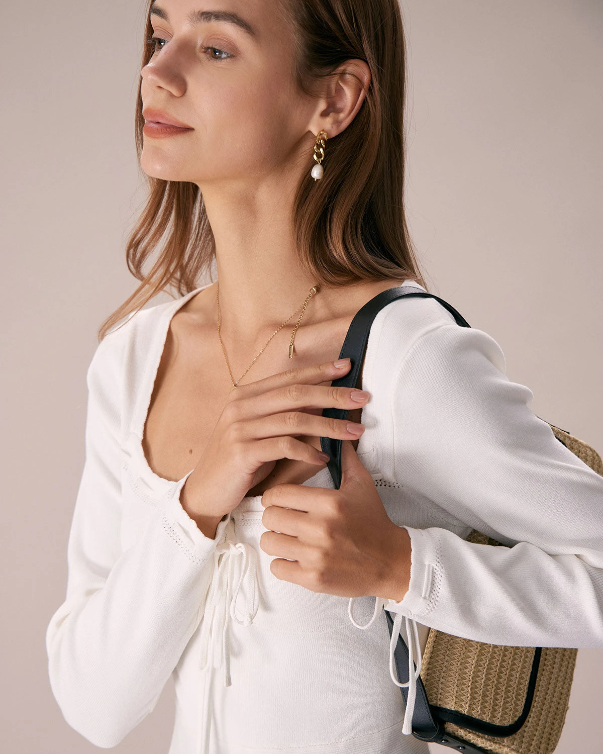 The White Square Neck Sweater Mini Dress 2 The White Square Neck Sweater Mini Dress - Image 2