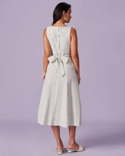 The White Square Neck Striped Midi Dress -Deals Dress N Swimwear Store the white striped button midi dress dresses k0qov6 372795