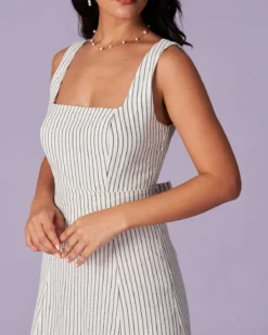 The White Square Neck Striped Midi Dress -Deals Dress N Swimwear Store the white striped button midi dress dresses ykwt8n 216710