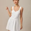 The White Sweetheart Neck A-line Mini Dress