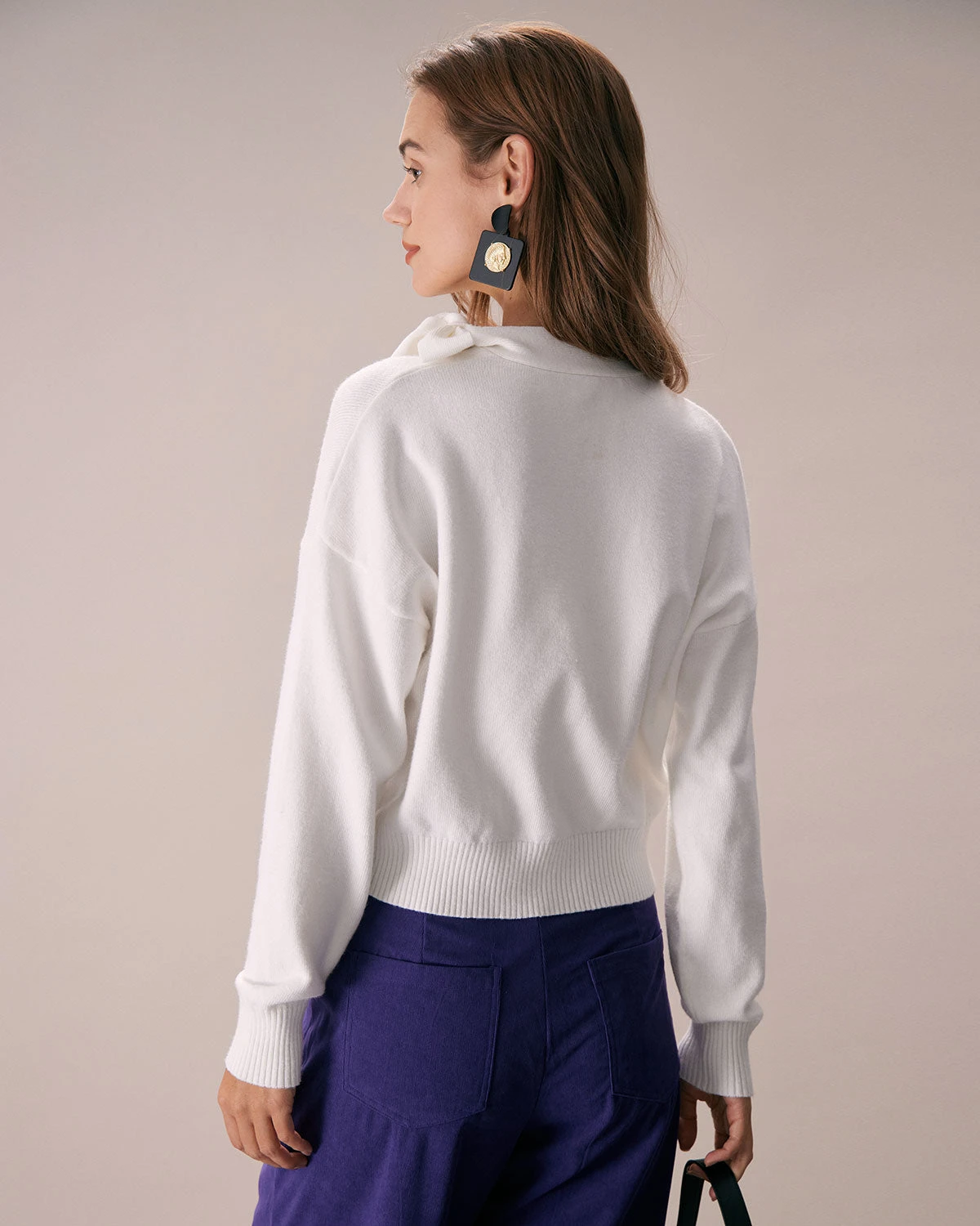The White Mock Neck Tie Ribbed Knit Top 4 The White Mock Neck Tie Ribbed Knit Top - Image 4