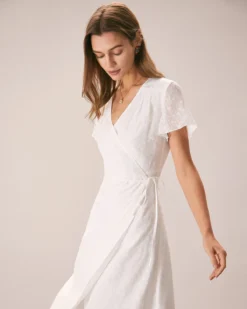 The White V Neck Dobby Mesh Midi Dress -Deals Dress N Swimwear Store the white v neck dobby mesh midi dress dresses hxpqti