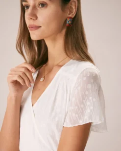 The White V Neck Dobby Mesh Midi Dress -Deals Dress N Swimwear Store the white v neck dobby mesh midi dress dresses vhnma1