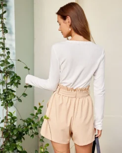 The White V Neck Lace Trim Ribbed Knit Tee -Deals Dress N Swimwear Store the white v neck lace trim knit tee tops xp4wsn 173509