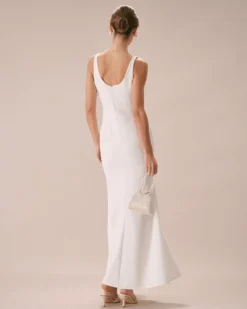 The White V Neck Sheath Mermaid Maxi Dress -Deals Dress N Swimwear Store the white v neck mermaid dress dresses ph6ojy