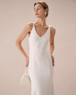 The White V Neck Sheath Mermaid Maxi Dress -Deals Dress N Swimwear Store the white v neck mermaid dress dresses twuzqo