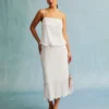 The White Water Ripple Textured Hem Midi Skirt