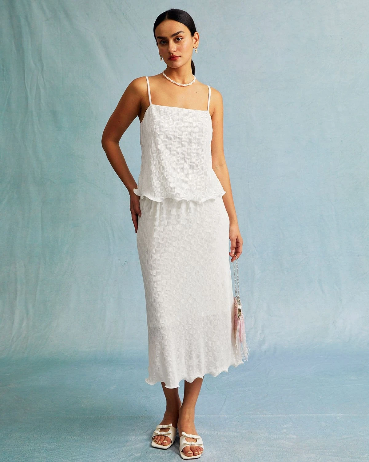 The White Water Ripple Textured Hem Midi Skirt 1 The White Water Ripple Textured Hem Midi Skirt