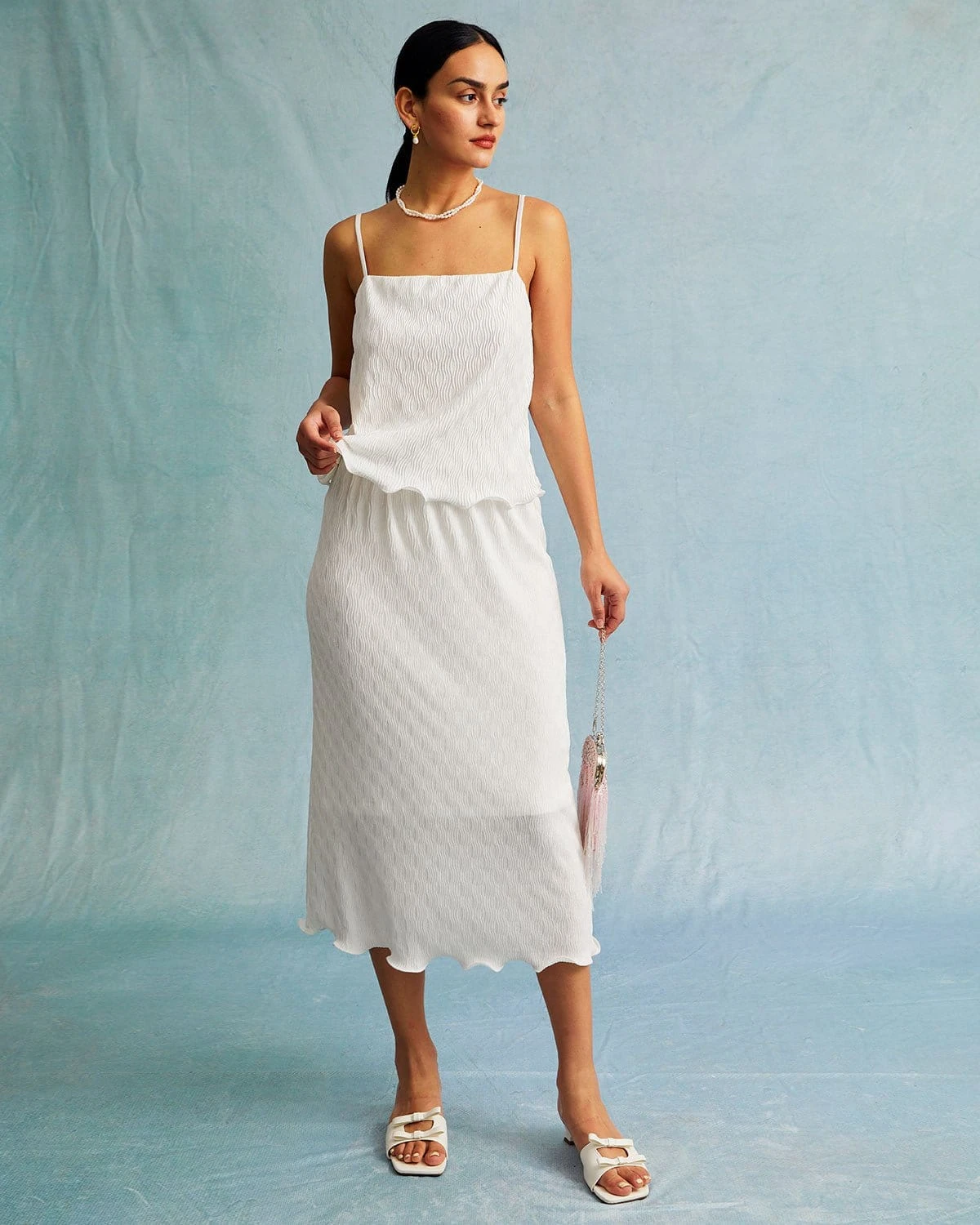 The White Water Ripple Textured Hem Midi Skirt 2 The White Water Ripple Textured Hem Midi Skirt - Image 2