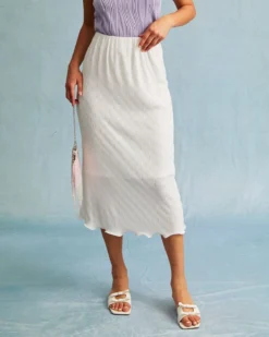 The White Water Ripple Textured Hem Midi Skirt 9 The White Water Ripple Textured Hem Midi Skirt -Deals Dress N Swimwear Store the white wave hem midi skirt white bottoms qyhetz 301184