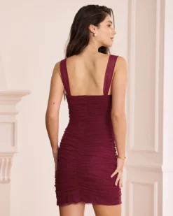 The Wine Red Square Neck Ruched Mini Dress 7 The Wine Red Square Neck Ruched Mini Dress -Deals Dress N Swimwear Store the wine red square neck ruched mini dress dresses eesiz5