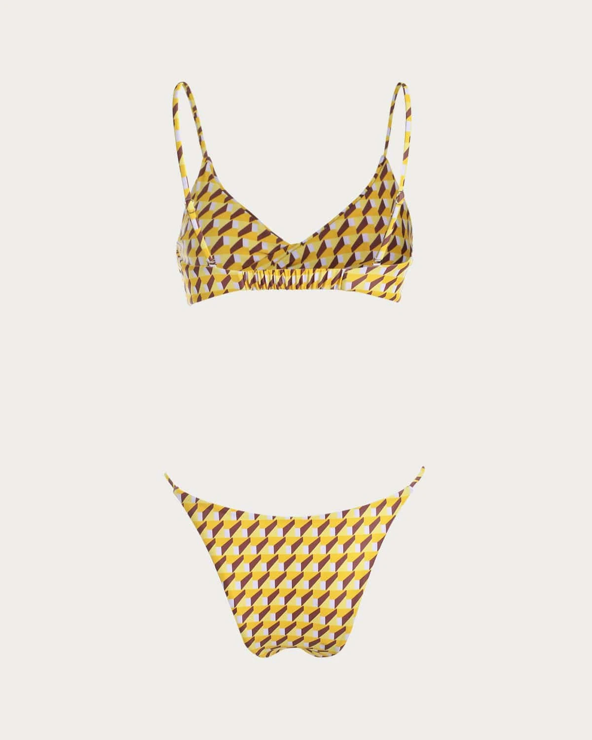 The Yellow Geometric Print Twisted Bikini Set 6 The Yellow Geometric Print Twisted Bikini Set - Image 6