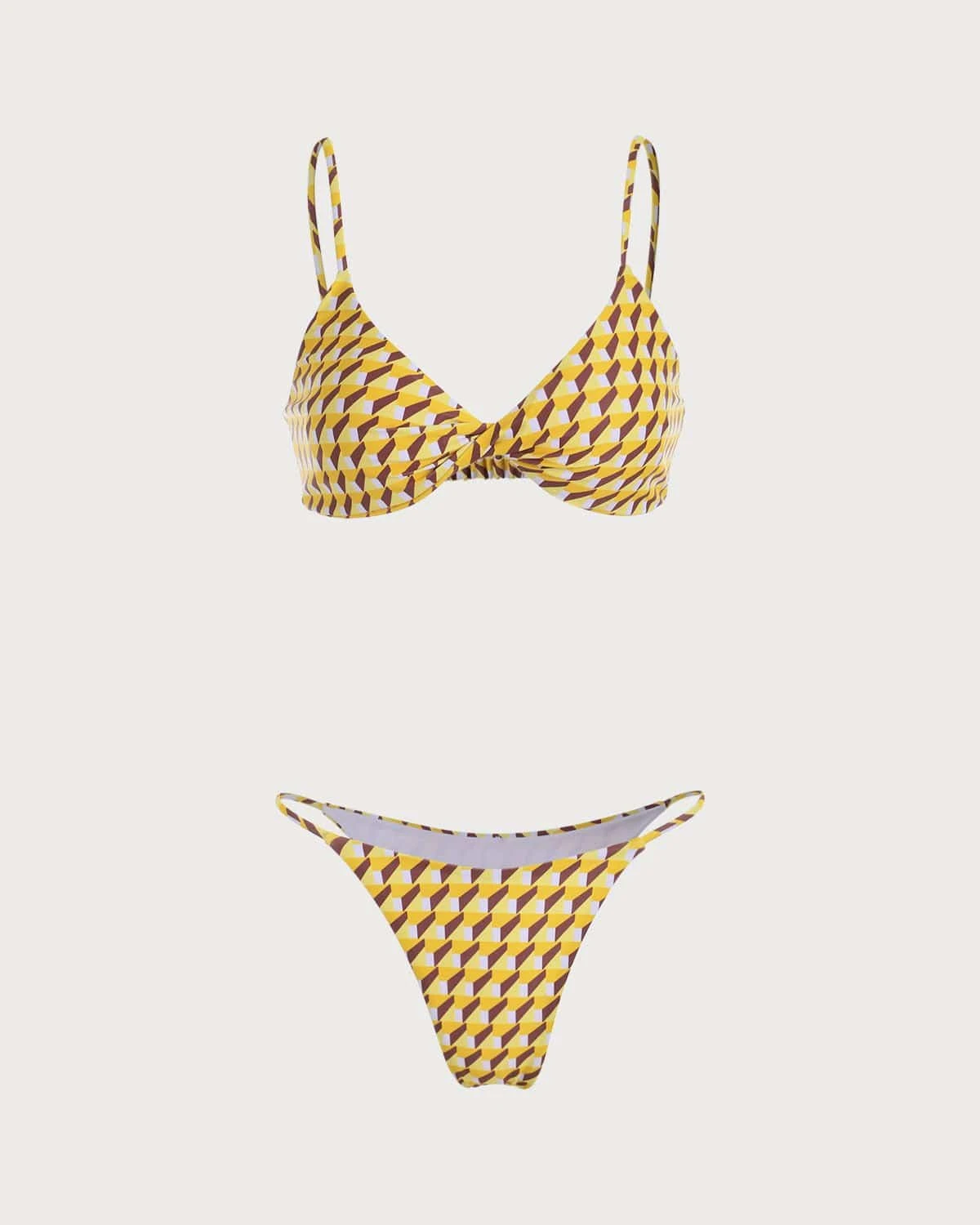 The Yellow Geometric Print Twisted Bikini Set 5 The Yellow Geometric Print Twisted Bikini Set - Image 5