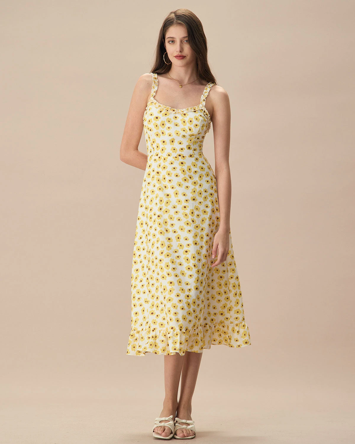 The Yellow Daisy Ruffle Slip Midi Dress 2 The Yellow Daisy Ruffle Slip Midi Dress - Image 2