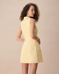 The Yellow Lapel Sleeveless Belted Mini Dress 7 The Yellow Lapel Sleeveless Belted Mini Dress -Deals Dress N Swimwear Store the yellow lapel solid mini dress dresses 5iebhd