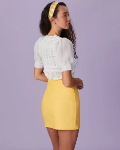The Yellow High Waisted Ruched Mini Skirt -Deals Dress N Swimwear Store the yellow ruched slit mini skirt bottoms u69lxd 322995