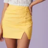 The Yellow High Waisted Ruched Mini Skirt