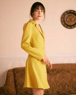 The Yellow Lapel Scalloped Button Mini Dress 9 The Yellow Lapel Scalloped Button Mini Dress -Deals Dress N Swimwear Store the yellow scalloped mini dress dresses jwpkcd