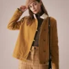 The Yellow Stand Collar Button Teddy Jacket