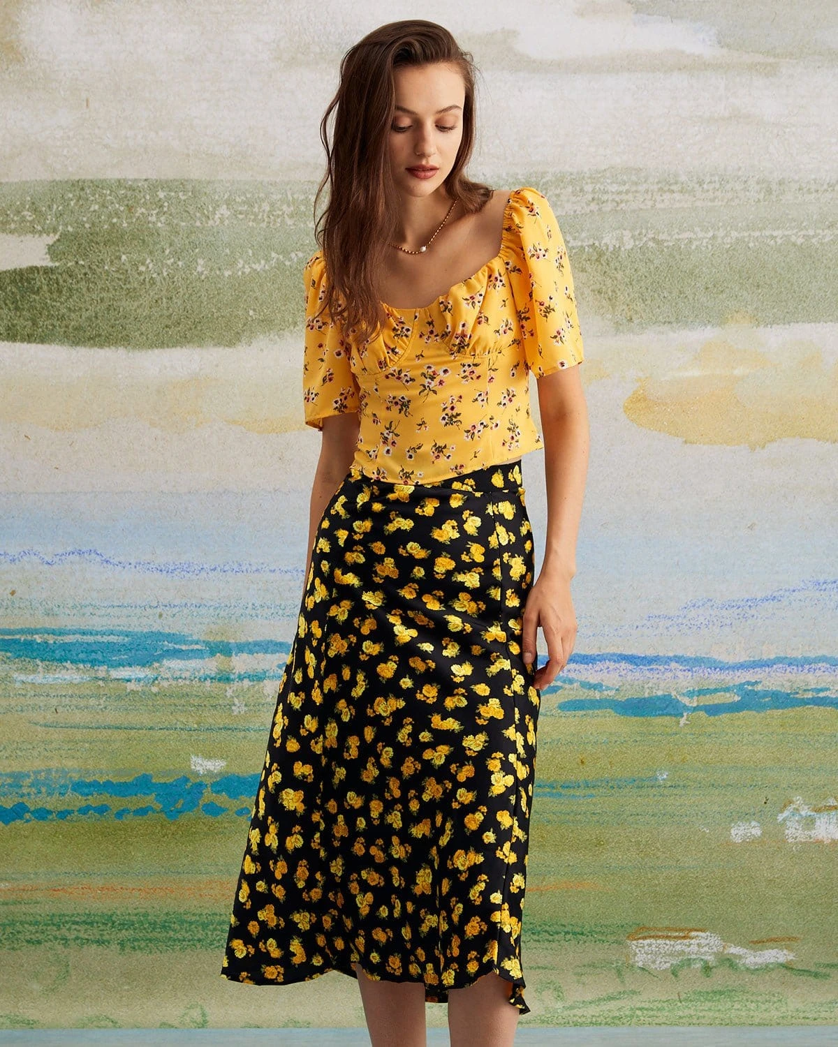 The Yellow Sweetheart Neck Floral Blouse 2 The Yellow Sweetheart Neck Floral Blouse - Image 2