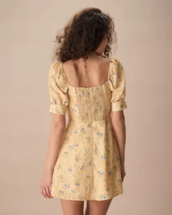 The Yellow Sweetheart Neck Floral Mini Dress 7 The Yellow Sweetheart Neck Floral Mini Dress -Deals Dress N Swimwear Store the yellow sweetheart neck floral mini dress dresses baemo0