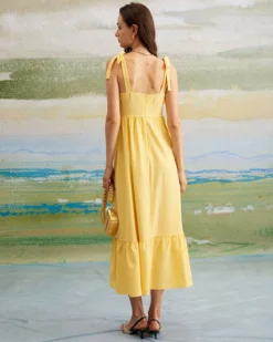 The Yellow Tie Shoulder Ruched Maxi Dress 9 The Yellow Tie Shoulder Ruched Maxi Dress -Deals Dress N Swimwear Store the yellow tie shoulder ruched maxi dress dresses 7hwsag 424323