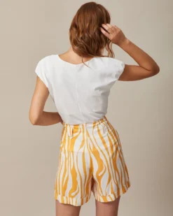 The Yellow High Waisted Zebra Print Shorts 9 The Yellow High Waisted Zebra Print Shorts -Deals Dress N Swimwear Store the zebra print cuffed shorts bottoms c4i0ur 196572