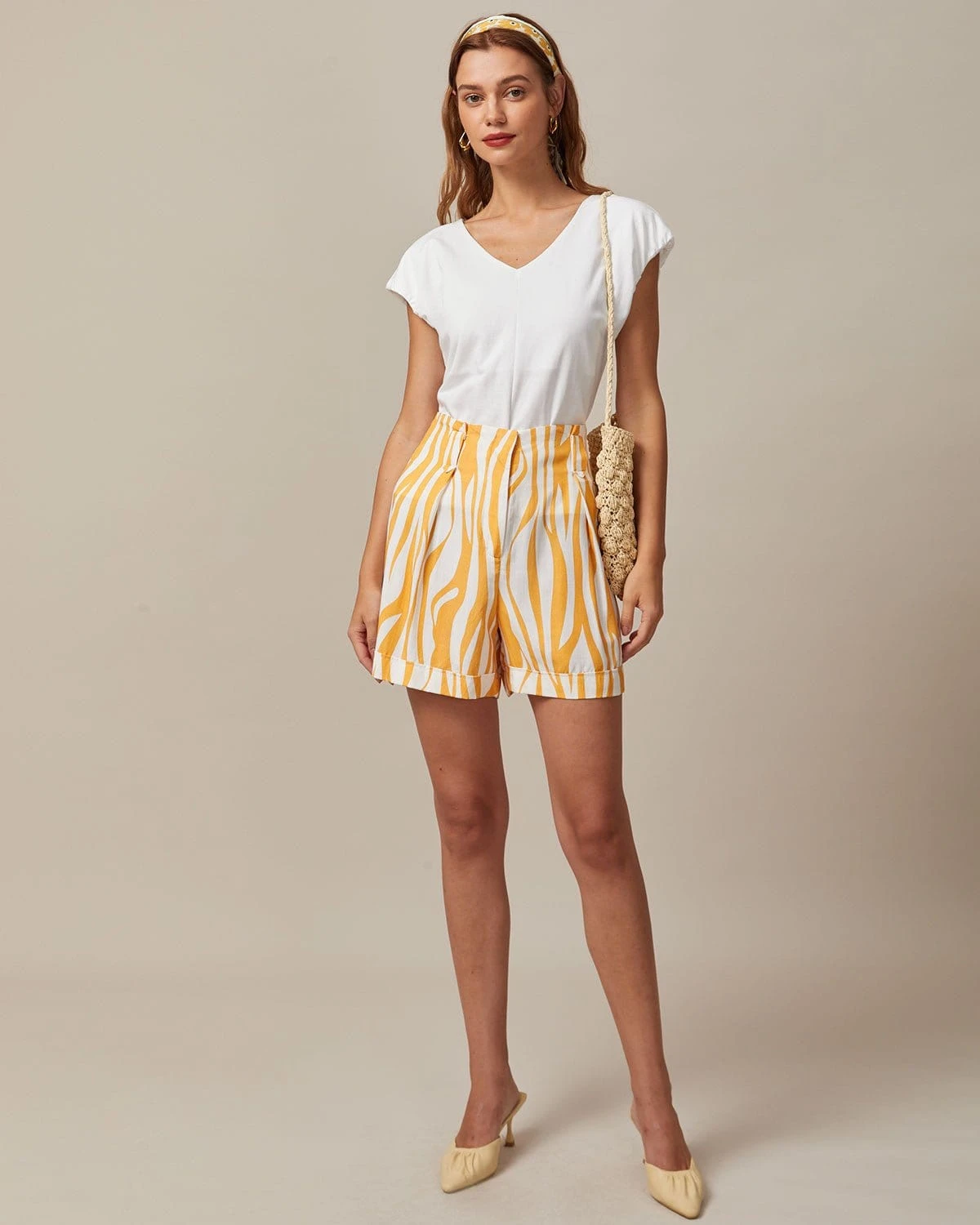 The Yellow High Waisted Zebra Print Shorts 2 The Yellow High Waisted Zebra Print Shorts - Image 2