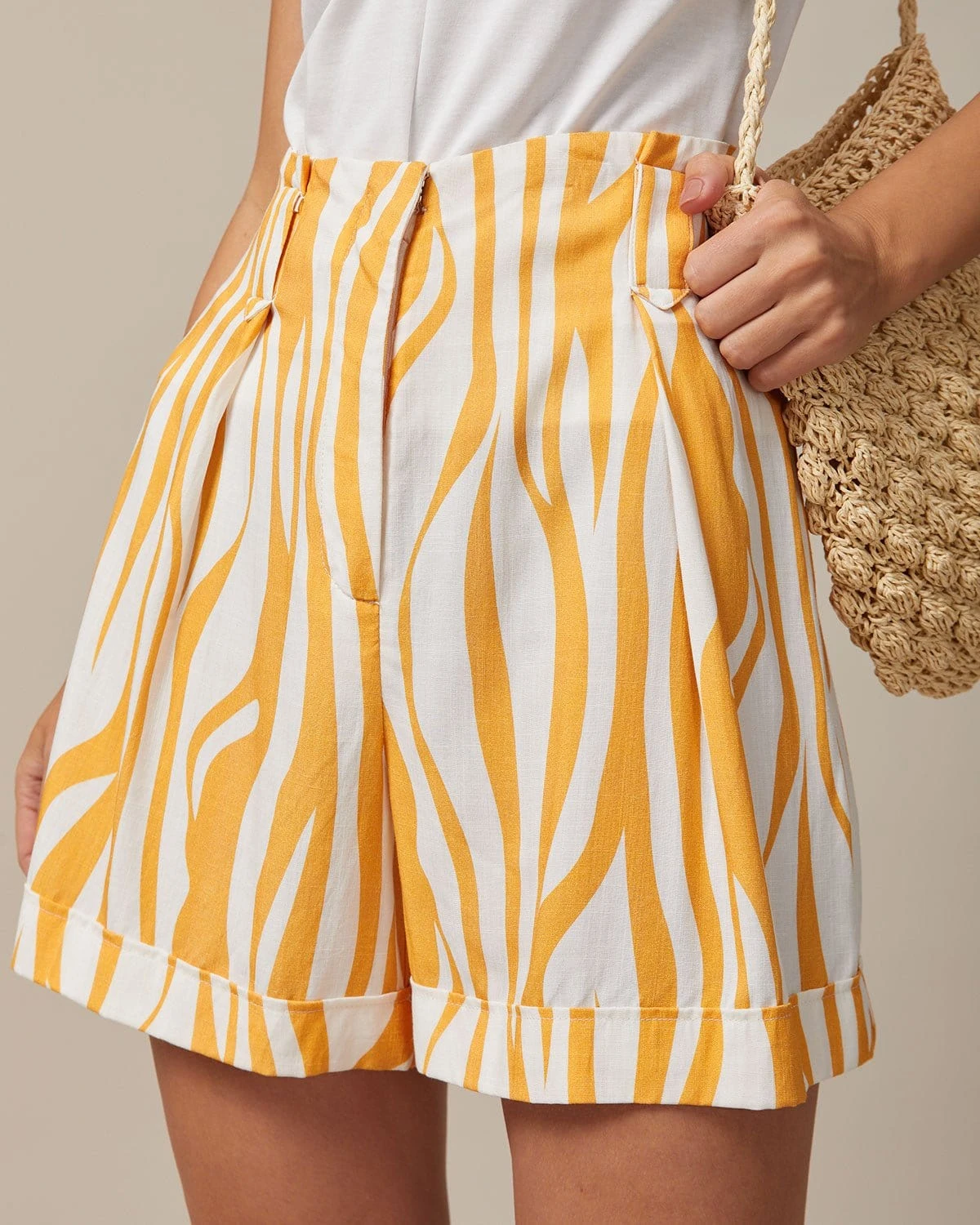The Yellow High Waisted Zebra Print Shorts 1 The Yellow High Waisted Zebra Print Shorts